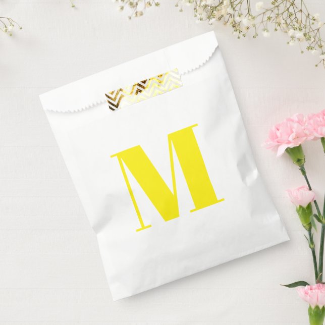 Customize monogram initial yellow white favor bag (Sealed)