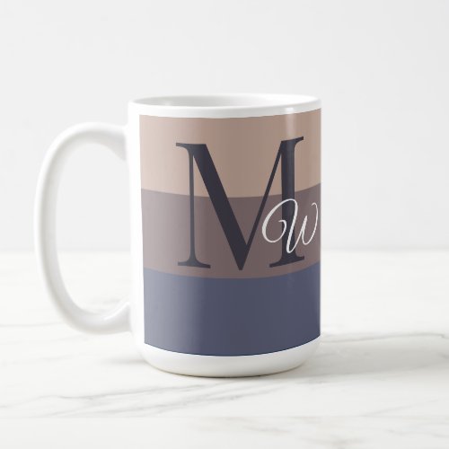 Customize Monogram Initials For Brown Colorblock  Coffee Mug