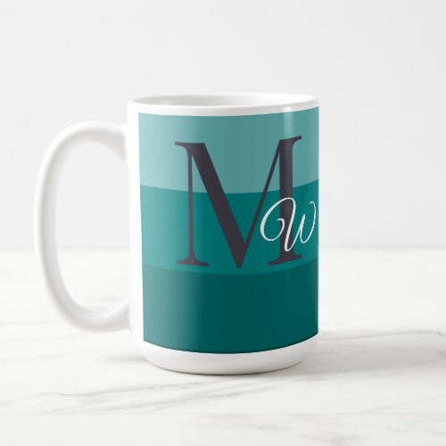 Customize Monogram Initials For Teal Colorblock  Coffee Mug