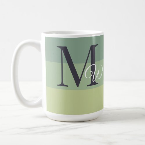 Customize Monogram Initials with Green Colorblock  Coffee Mug