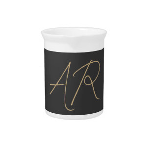 Customize Monogram Plain Gray Beige Beverage Pitcher