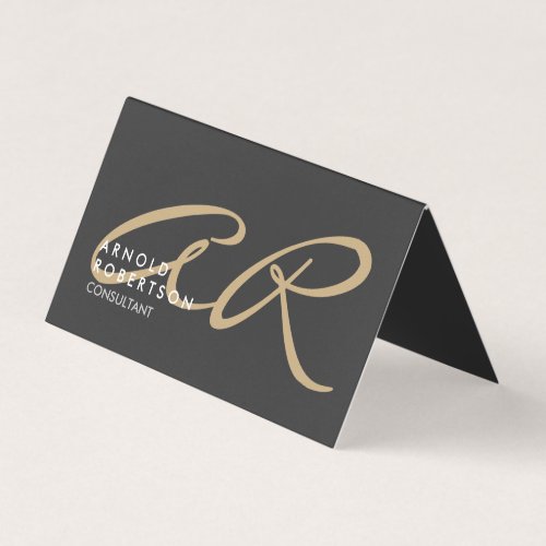 Customize Monogram Plain Gray Beige Business Card