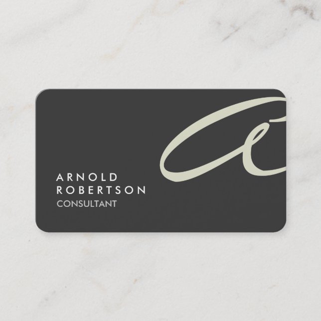 Customize Monogram Plain Gray Beige Business Card (Front)