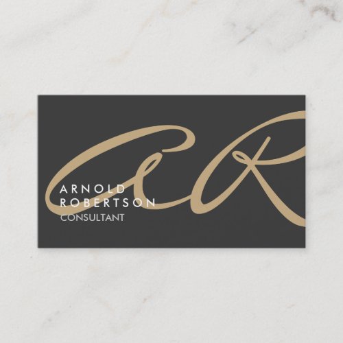 Customize Monogram Plain Gray Beige Business Card