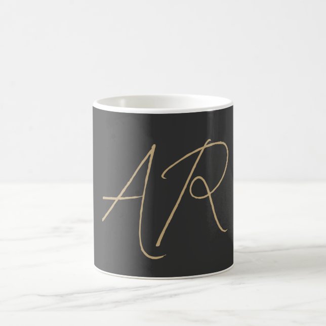 Customize Monogram Plain Gray Beige Coffee Mug (Center)
