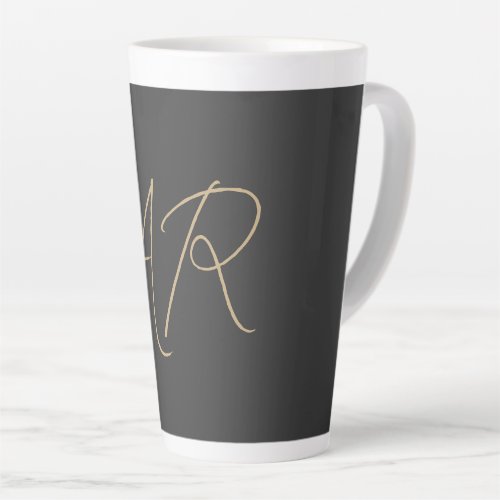 Customize Monogram Plain Gray Beige Latte Mug