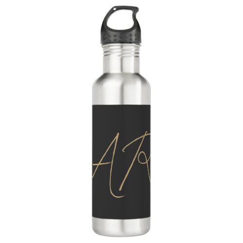 Customize Monogram Plain Gray Beige Stainless Steel Water Bottle