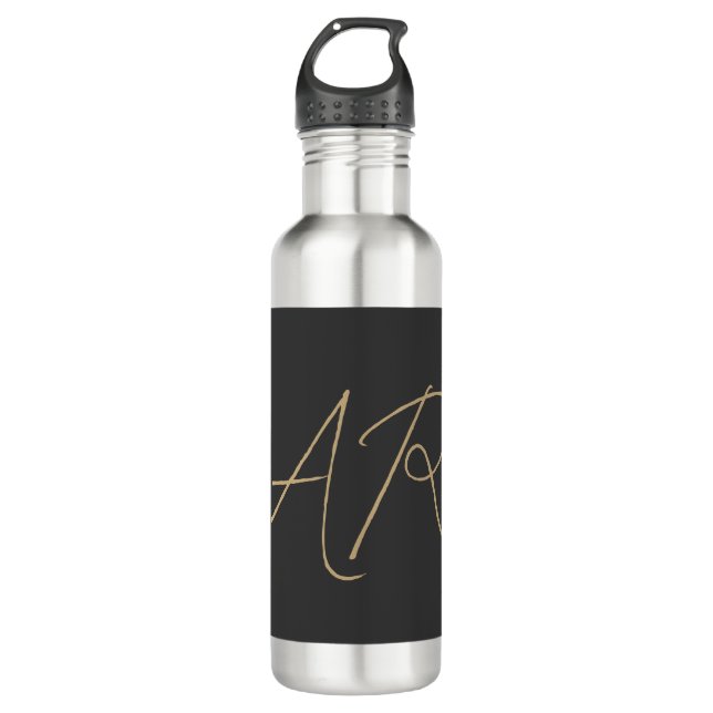Customize Monogram Plain Gray Beige Stainless Steel Water Bottle (Front)