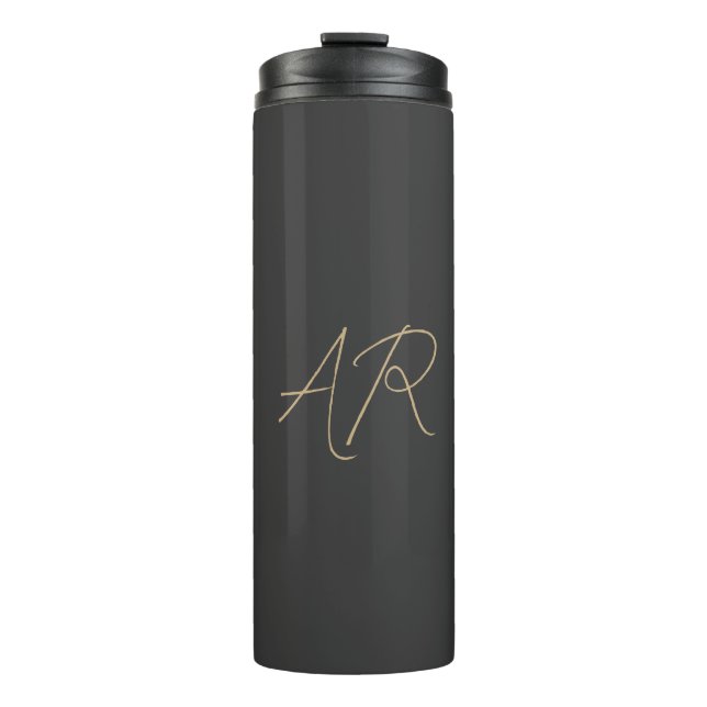 Customize Monogram Plain Gray Beige Thermal Tumbler (Front)