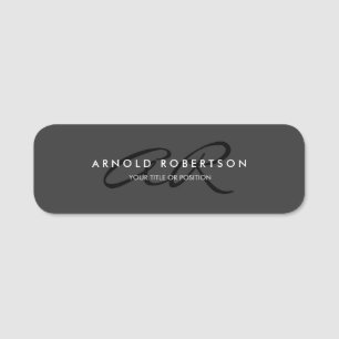 Customize Monogram Plain Gray Black Add Name Tag