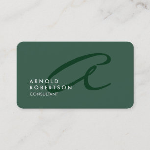 Customize Monogram Plain Gray Green Trendy Business Card