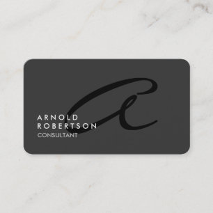 Customize Monogram Plain Gray Trendy Business Card