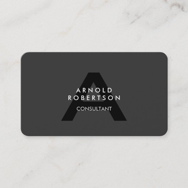Customize Monogram Plain Gray Trendy Business Card (Front)