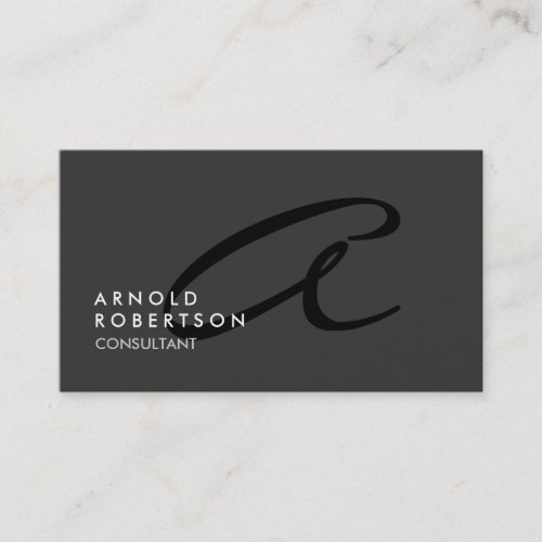 Customize Monogram Plain Gray Trendy Business Card