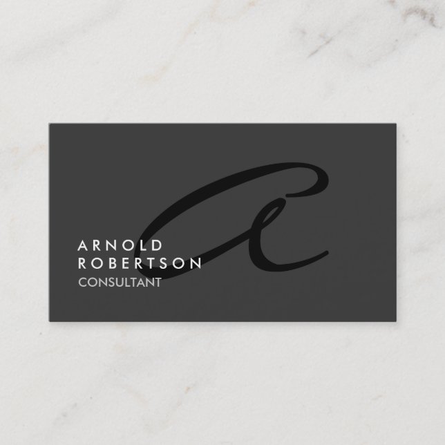 Customize Monogram Plain Gray Trendy Business Card (Front)