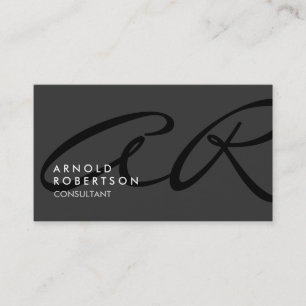 Customize Monogram Plain Gray Trendy Business Card