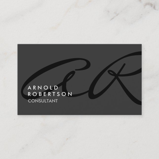 Customize Monogram Plain Gray Trendy Business Card (Front)