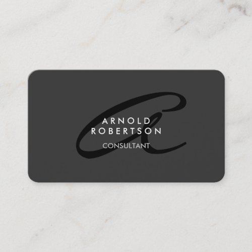 Customize Monogram Plain Gray Trendy Business Card