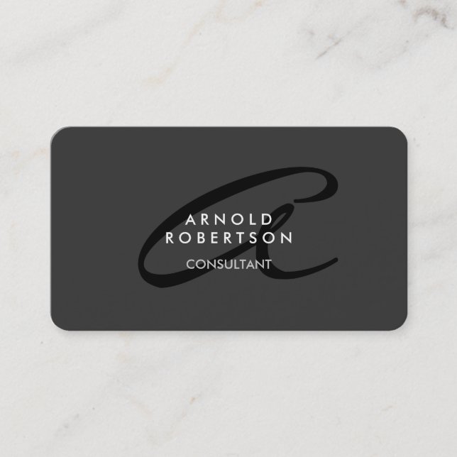 Customize Monogram Plain Gray Trendy Business Card (Front)
