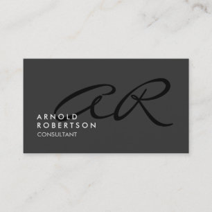 Customize Monogram Plain Gray Trendy Business Card
