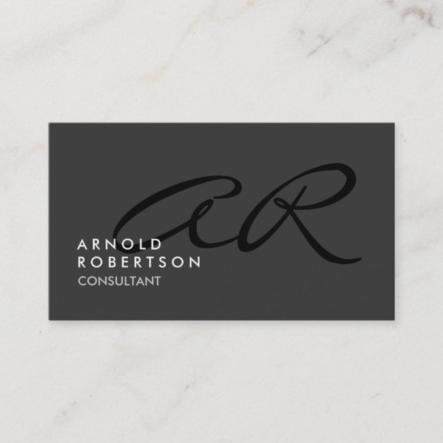 Customize Monogram Plain Gray Trendy Business Card (Front)