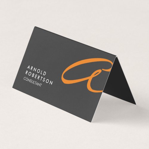 Customize Monogram Plain Gray Trendy Business Card