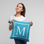 Customize monogram Turquoise blue Throw Pillow<br><div class="desc">Customize monogram on Turquoise blue throw pillow.  Customize and personalize by replacing the monogram initial as desired.The monogram design is available in  100% polyester as well as in A grade cotton. Choose the material required.</div>