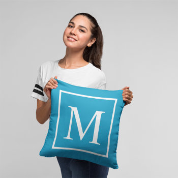 Customize Monogram Turquoise Blue Throw Pillow by nadil2 at Zazzle