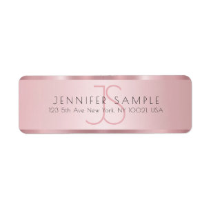 Customize Monogrammed Rose Gold Return Address Label