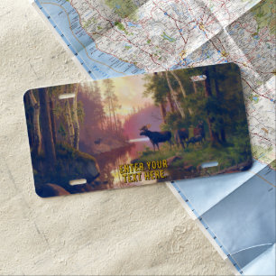 Customize Moose In The Rut At The Lake License Plate