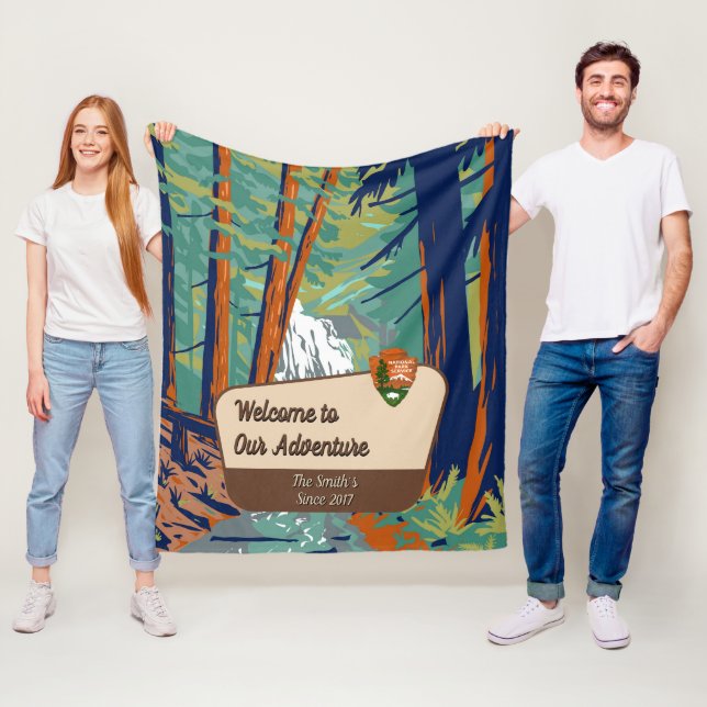 Customize Moran State Park Family Camping Adventur Fleece Blanket (In Situ)