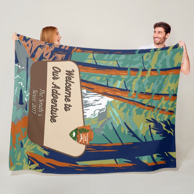 Customize Moran State Park Family Camping Adventur Fleece Blanket (In Situ)