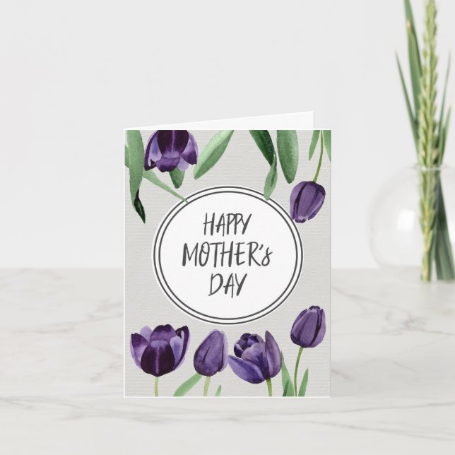 Customize Mother's Day Card - Purple Tulips (Front)