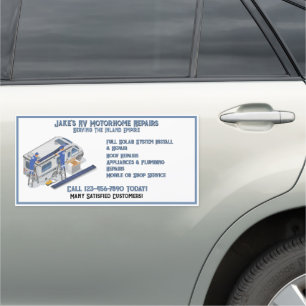 Customize Motor Home RV Repair Shop Business Truck Car Magnet