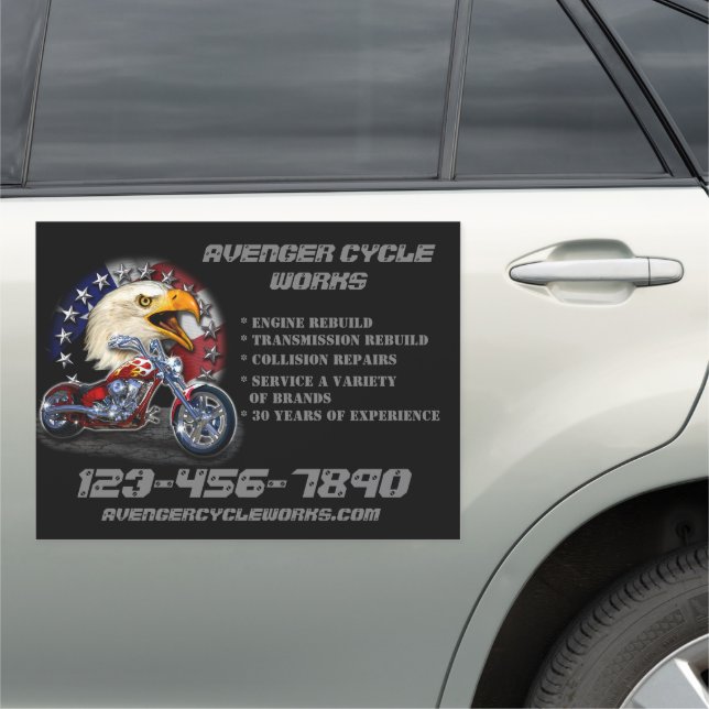 Customize Motorcycle Repair Shop Business Car Magnet (In Situ)