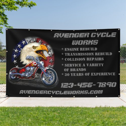 Customize Motorcycle Repair Shop Business Large  Banner