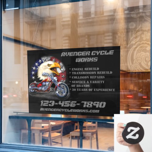 Customize Motorcycle Repair Shop Business  Window Cling