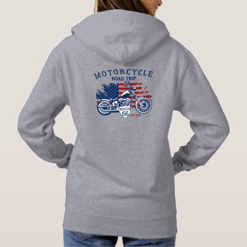 Customize Motorcycle Road Trip Route 66 USA Flag   Hoodie