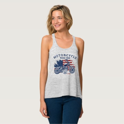 Customize Motorcycle Road Trip Route 66 USA Flag Tank Top