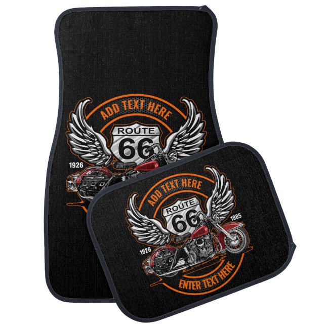 Customize Motorcycle Route 66 Road Trip Biker Gift Car Floor Mat (Set)