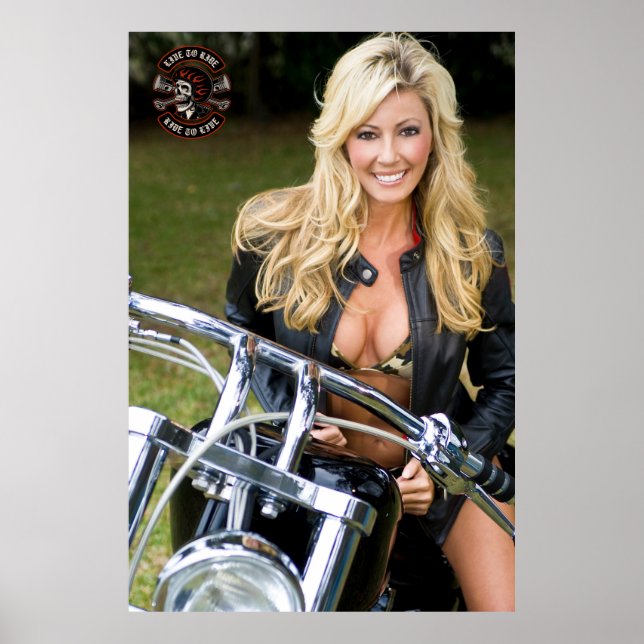 Customize Motorcycle Shop Logo Bikini Babe  Poster (Front)