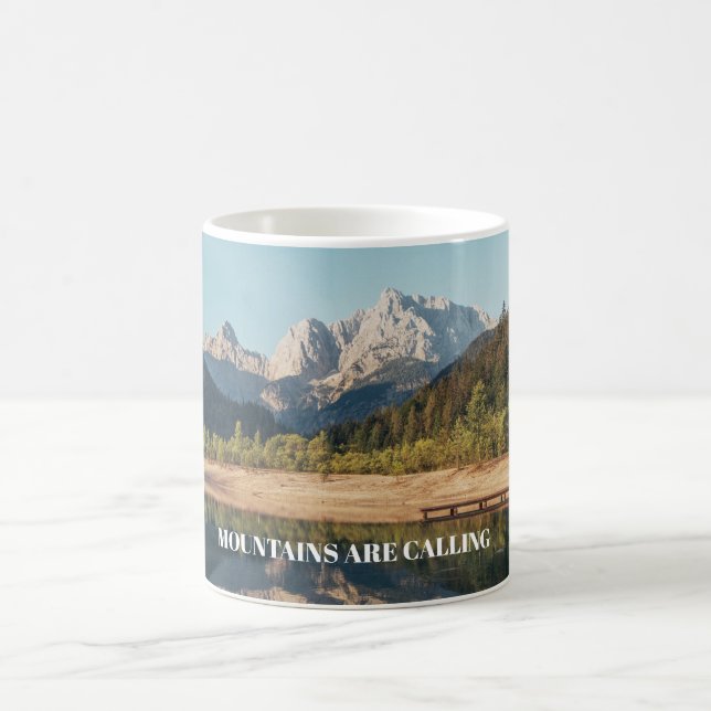 Customize Mountains are calling text Coffee Mug (Center)