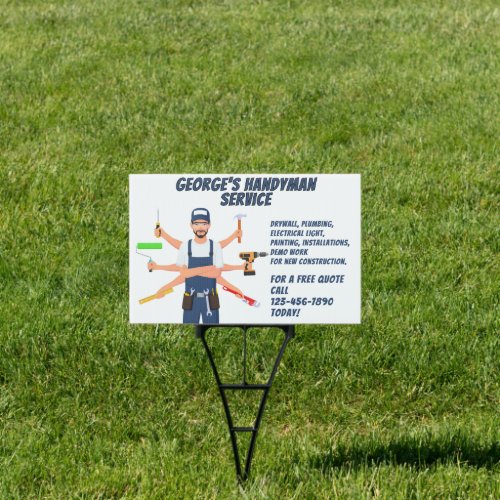 Customize Multi Hands Handyman Service Yard Sign