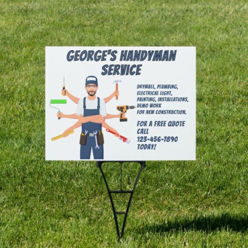 Customize Multi Hands Handyman Service Yard Sign