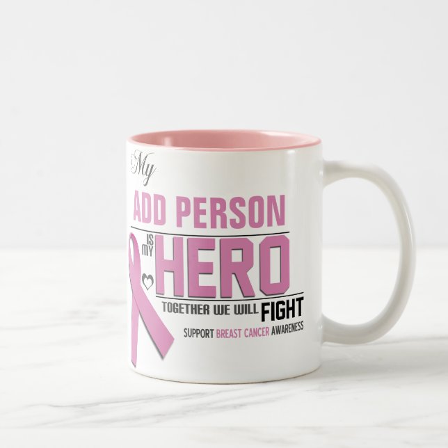 Customize MY HERO Mug:  Breast Cancer Two-Tone Coffee Mug (Right)