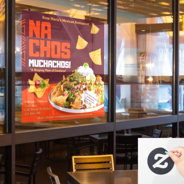 Customize Nachos Comida Mexicana Restaurant Promo Window Cling (Restaurant Window)