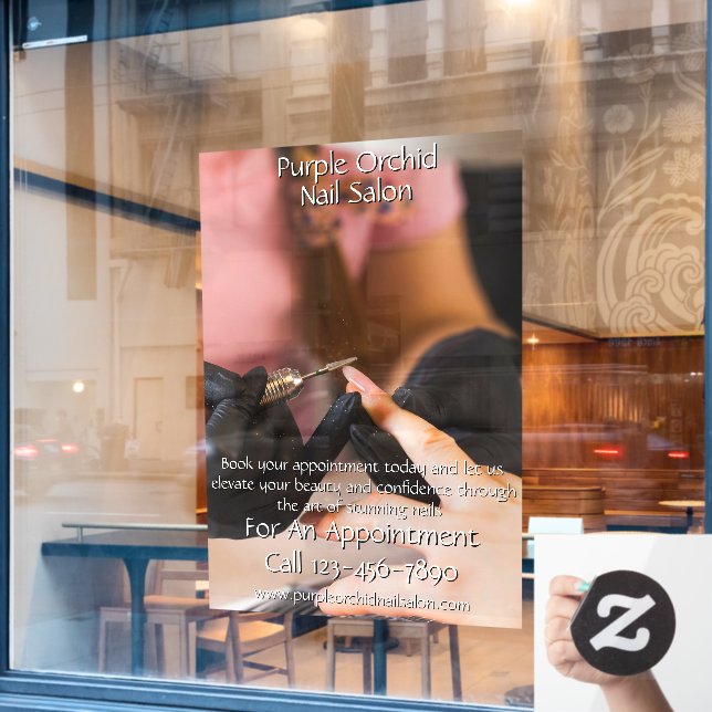 Customize Nail Salon Set of Nails Business Window Cling (Cafe Window)