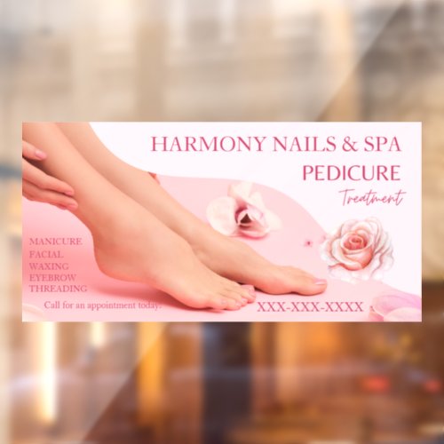 Customize Nail Salon Spa Pedicure Services Shop  Window Cling