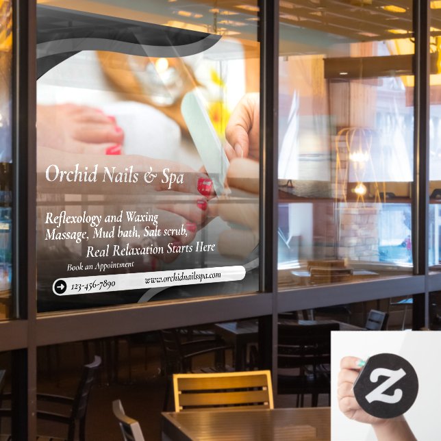 Customize Nail Salon Spa Pedicure Tranquil  Window Cling (Restaurant Window)