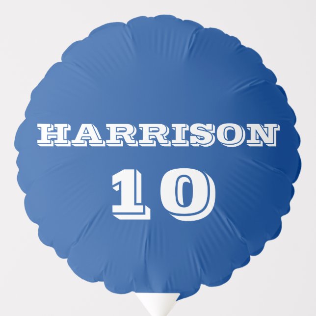 Customize name, age, Birthday blue white Balloon (Front)